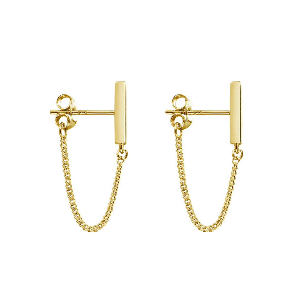 Chain Earrings for Women Gold Dangle Earrings For Women Gold Plated Earrings for Women Sterling Silver Gold Stud Earrings for Women (14K Gold)